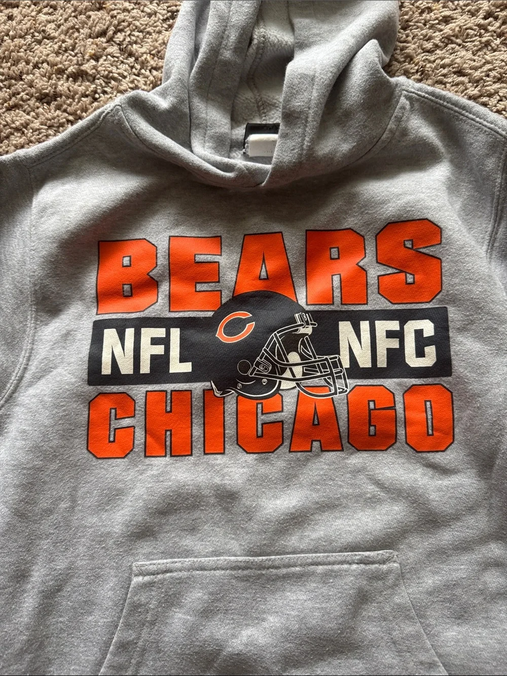 NFL Chicago Bears Gray Pullover Hoodie with Orange Logo